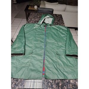 Acadia Mens Green Hooded Raincoat Plaid Flannel Lined Snap Front Jacket 2XL